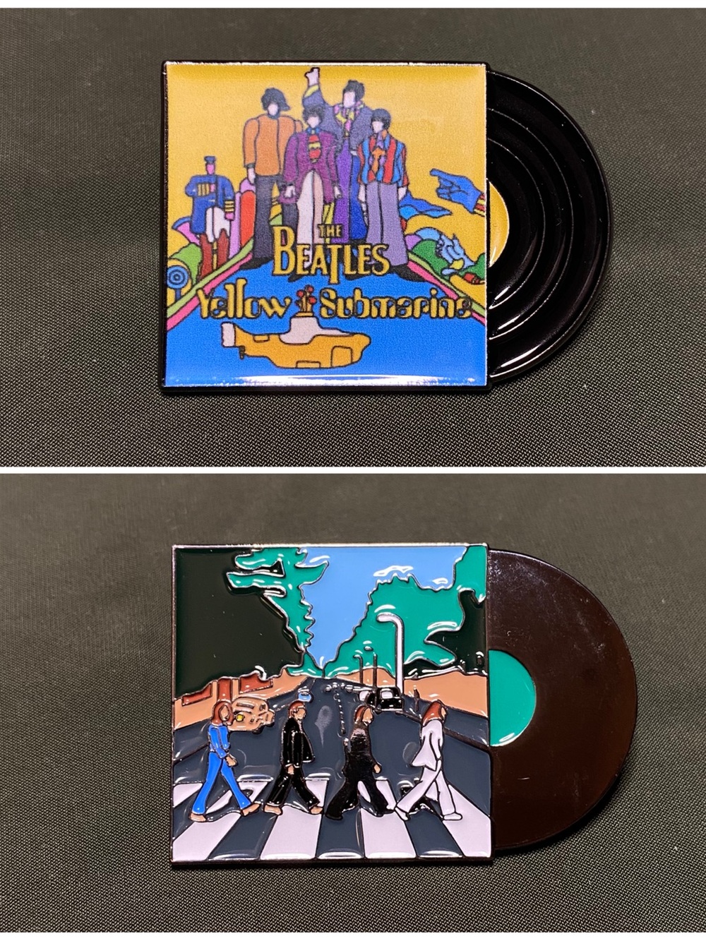 The Beatles Enamel Brooch Set - Yellow Submarine & Abbey Road